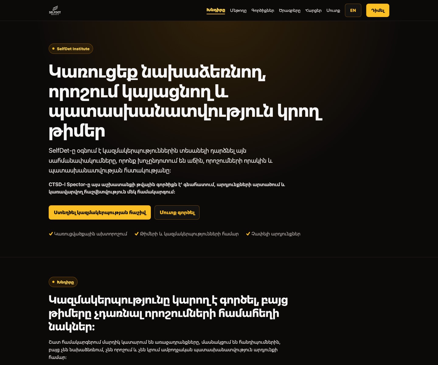 selfdet.com կայքի գլխավոր էջի վիզուալը